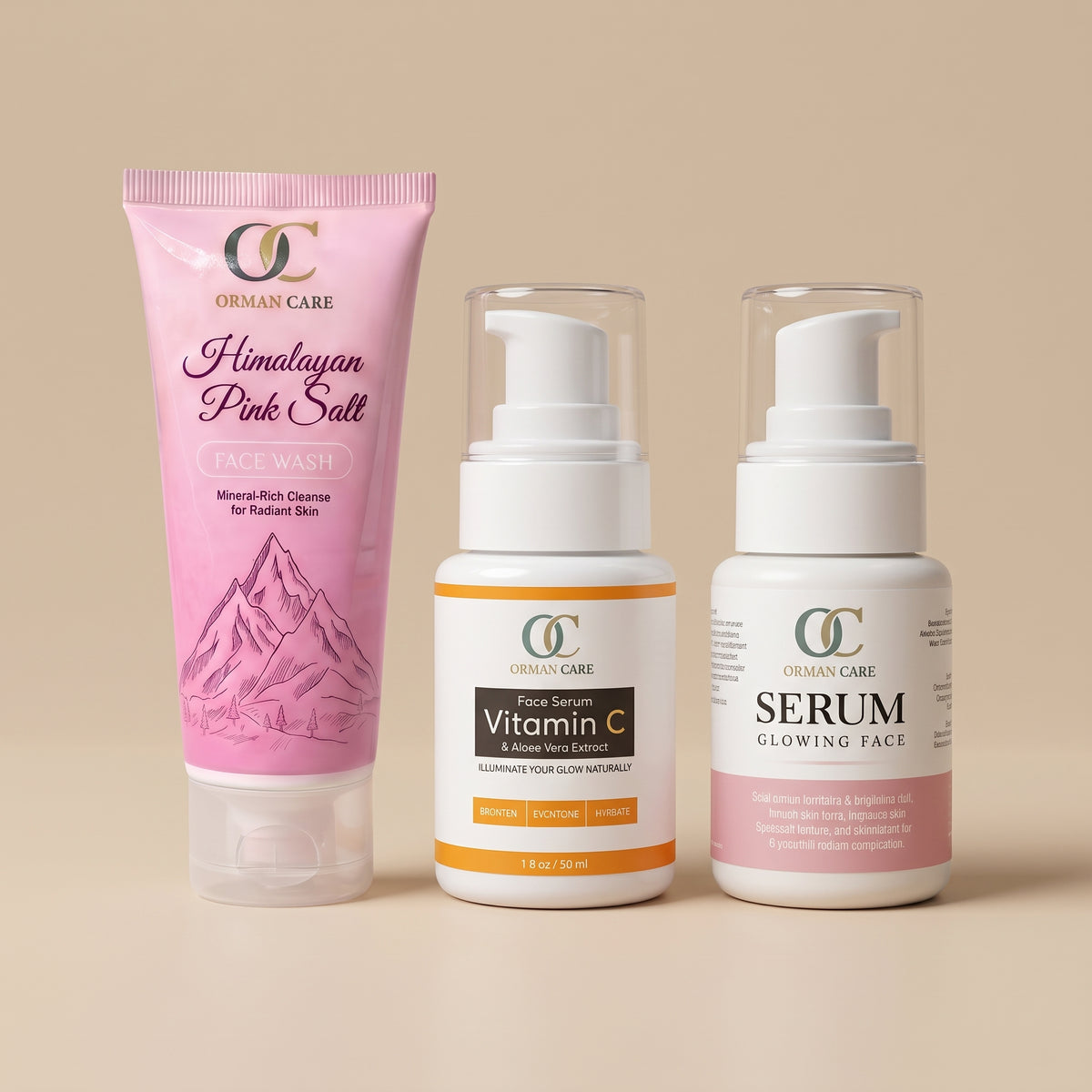 Glowing face serum + Vit C face Serum + Himalayan Pink Salt face wash