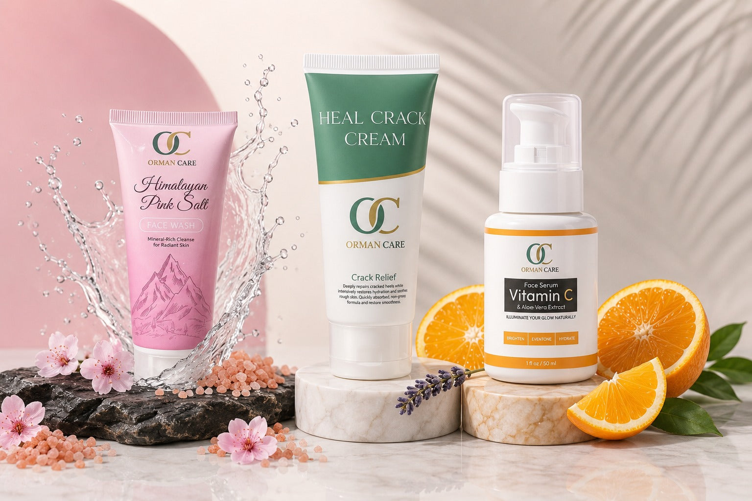 Vit C face serum + Himalayan Pink Salt face wash + Heal Crack Cream
