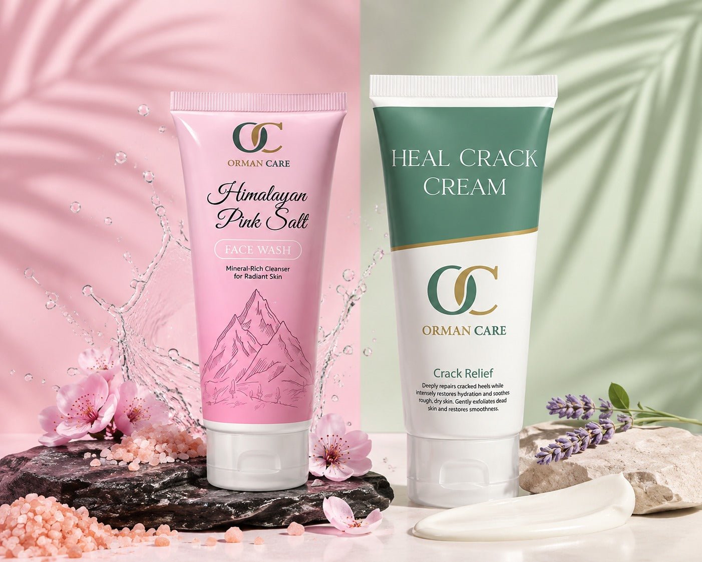Himalayan Pink Salt face wash + Heal Crack Cream - Orman Care- Top Skincare brand in Pakistan